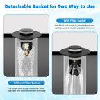Universal Bathroom Sink Stopper Hair Catcher Upgraded with 2-Layer Detachable Filter Basket, 4 in 1 Pop Up Drain Strainer, Anti-Clog, Odor-Block, Fit for 1.1''~2.36'' Sinks, 2PCS, Matteblack