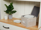 Covermates Keepsakes Dish Storage Box - Stackable, Reinforced Handles, China Storage, Beige Heather
