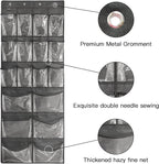 2 Pack Extra Large Hanging Over Door Shoe Organizers,closet shoe organizer shoe rack organizer shoe storage,12+6 Crytal Pockets,8Hooks,black (59"x 21.6")