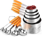 Measuring Cups : U-Taste 18/8 Stainless Steel Measuring Cups and Spoons Set of 10 Piece, Upgraded Thickness Handle(Orange)