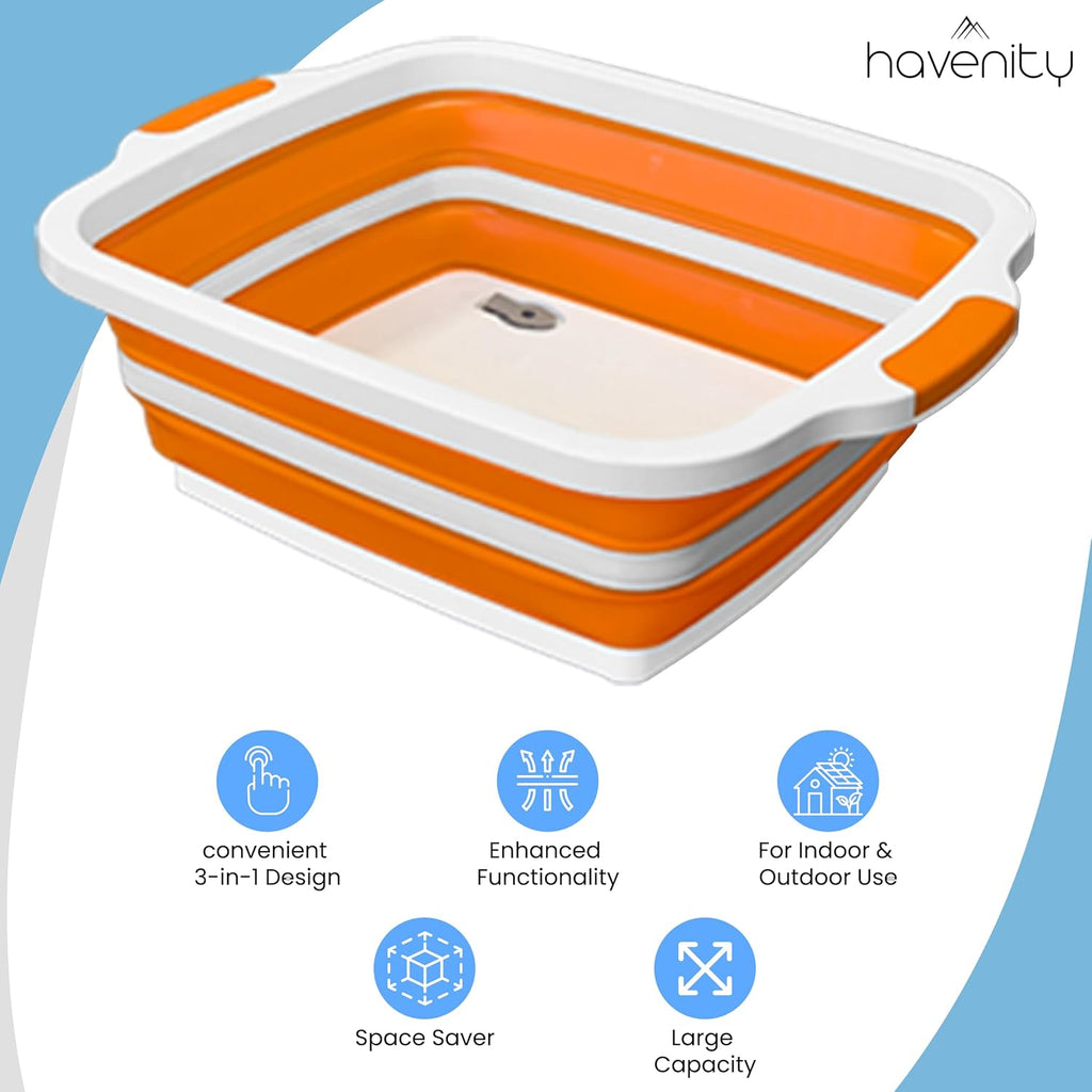 BBQ Prep Tub, 8L Multifunctional Camping Cutting Board with lid, Meat Prep Tub for Meal Prep Marinating Food, Marinating Container with Lid, Collapsible Food Storage Containers (Original)