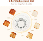 2 Slice Toaster Retro Stainless Steel with Bagel, Cancel, and Defrost Functions, 6 Bread Shade Settings, Extra Wide Slots and Removable Crumb Tray, Cream