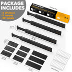 SpaceAid Bamboo Drawer Dividers with Inserts and Labels, Kitchen Adjustable Drawer Organizers, Expandable Organization for Home, Office, Dressers, 4 Dividers with 9 Inserts (17"-22" Black)