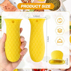 Patelai 2pcs Silicone Handle Cover for Cast Iron Skillet Kitchen Silicone Handles for Pots and Pans Non-Slip Pot Holder Sleeve for Fry Pan Griddles Metal Aluminum Cookware(Yellow)