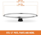 12 Inch Pan Lid For Pots Pans and Skillets, Cast Iron Skillet Lid, Large Tempered Glass Frying Pan Lids/Pot Cover Replacement, Crock Pot Lids with Wide Stainless Steel Rim, Cookware Lids Cover