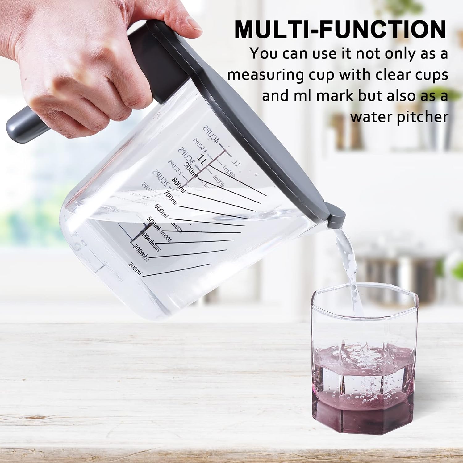 Measuring Cups and Spoons set 10 Pieces, Stackable Measuring Cup with Lid, Kitchen Cooking Baking Measuring Spoons Set for Liquid and Dry, BPA Free, Dishwasher Safe