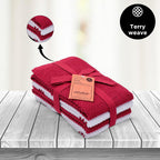 Amour Infini Kitchen Towels Pack of 4 - Absorbent, Quick Drying Premium Cotton Tea Towel - Kitchen Linens 16x28 Inch Dish Towels with Hanging Loop (Red)