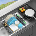 LEMIKKLE Sink Dish Drying Rack - Expandable Small Dish Rack Over Sinks with Drying Tray, Dish Drainer for Kitchen Counter with Cutlery Holder, Drying Rack Fit for 14’’-19’’ Kitchen Sink
