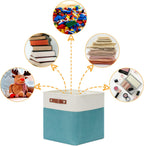 DULLEMELO Square Storage Cubes Baskets for Gifts Empty, 12 inch Cube Stroage Bins Linen Closet Organizers and Storage Baskets for Toy Nursery Shelves Bedroom Storage(4 Pack - 12" White&Teal)
