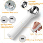Juome Heated Ice Cream Scoop - 15 Seconds Fast Heating Electric Ice Cream Scooper USB Rechargeable, Handheld Heats Up to 158°F with LED Display for Hard Ice Cream, Easy Use for Seniors & Kids (White)