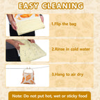 Bread Bags for Homemade Bread Sourdough - 2 Pack Beeswax Bread Bags for Sourdough with Bowl Cover, Reusable Linen Bread Storage Bags with Roll Top Buckle and Hooks for Freezer, Counter and Wall, XL