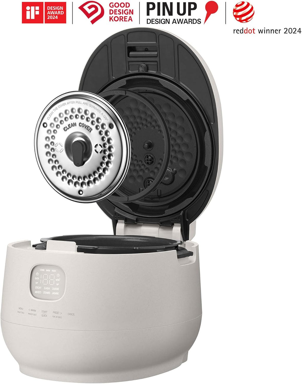 [CUCHEN] CRH-TWK1040WUS | Induction Heating Dual Pressure Rice Cooker 10 Cup (Uncooked) | Non-stick Coating | Stainless Cover | High/Non-Pressure | Easy Open Handle | Auto Steam Clean | Made in Korea