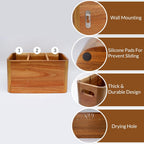Wooden Kitchen Utensil Holder Organizer for Counter or Countertop, Large Wooden Utensil Holder for Storage Cooking and Silverware with 3 Compartment, Acacia Rustic Wood Container Extra Large