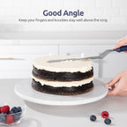 U-Taste Offset Spatula for Cake: Angled Icing Spatula Set with Wide 6", 8", 10" Blade, Flexible Stainless Steel Pastry Decorating Frosting Metal Baking Spreader for Cupcake (Set of 3, Midnight Blue)