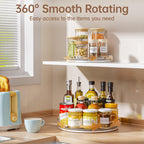 LAMU 3 Pack Lazy Susan Organizer, Clear Lazy Susan Turntable for Cabinet, Spice Organizer for Pantry, Refrigerator, Table Top, Kitchen Organizer and Storage, 2 Size (1 Piece 11'' + 2 Piece 9'')