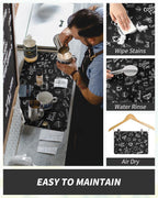 AMOAMI Coffee Mat Hide Stain Rubber Backed Absorbent Dish Drying Mat for Kitchen Counter - Fits Under Coffee Maker & Espresso Machine (16X24, Ink)