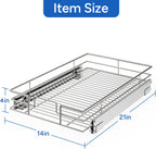 ROOMTEC Pull Out Cabinet Organizer, Cabinet Pull Out Shelves 14" W x 21" D, Heavy Duty Cabinet Drawers Slide Out Kitchen Cabinet Organizers Storage Shelf