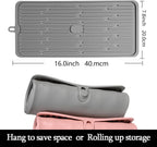 Dish Mat Silicone Dish Drying Mats Works For Drying Stemware Cocktail Glasses Silverware Pots Pans Knives and Dish Rack for Kitchen Counter Sink Bar Pads Easy to Clean (Gray)