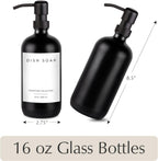 Emerson Essentials Soap Dispenser Set, Dish Soap for Kitchen, Bathroom Set - Hands and Dishes for Home, Farmhouse, Glass Soap Dispenser with Pump and Labels | 16 Oz, 2 Pack