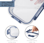 COOK WITH COLOR Premium 32-Pc. Borosilicate Glass Food Container Set with Dividers - 4 Rectangles, 8 Rounds, 4 Squares - Leakproof Lids - Meal Prep, Storage, Fluted Ombre Blue