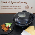 12" Electric Pizza Oven - Countertop Pizza Maker with Ceramic Stone, Heats up to 800°F, Portable Indoor Pizza Oven for Homemade Pizzas, Grey
