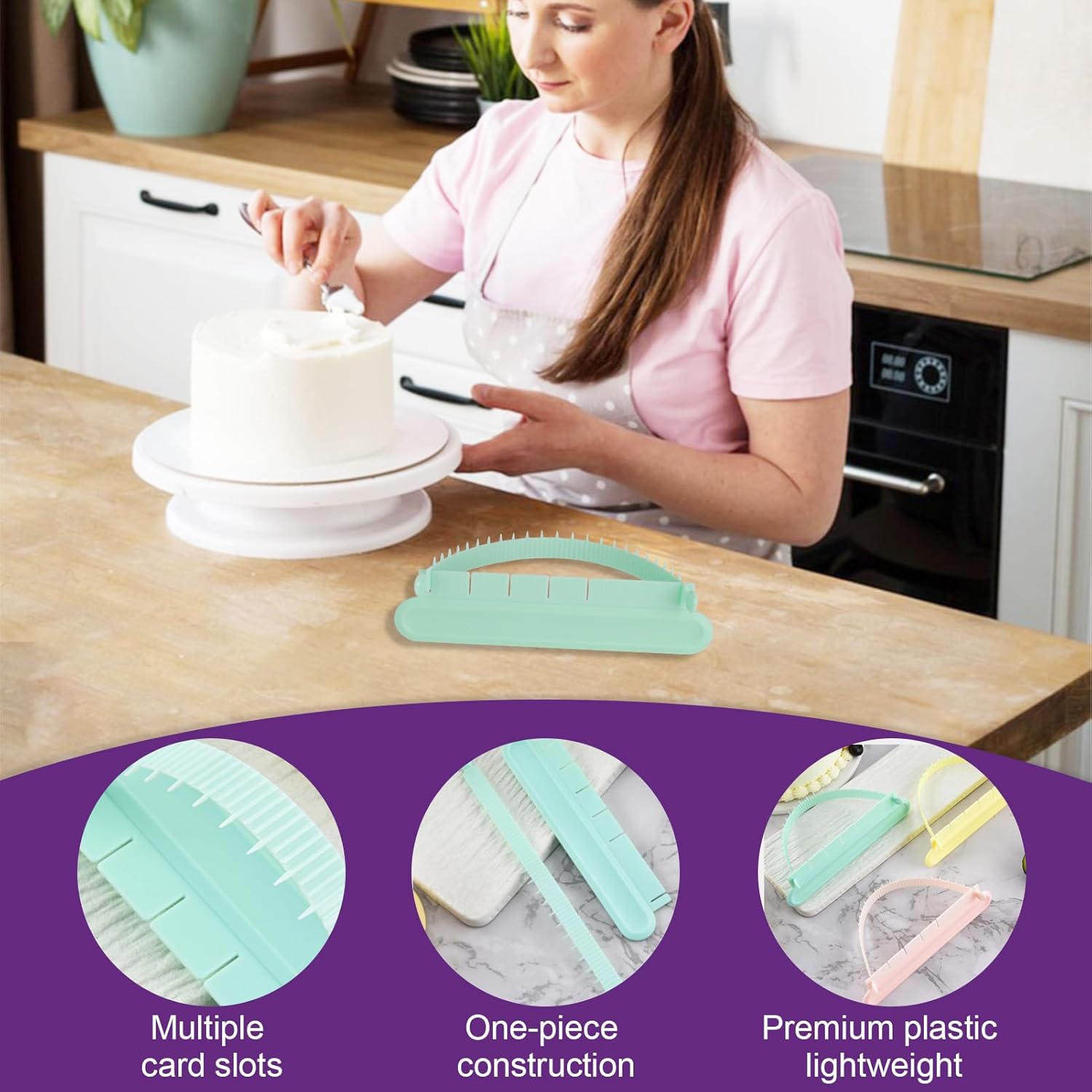 5PCS Cake Decorating Tools Set,Cake Turntable,Sweet Stamps Cake Decorating,Fondant Tools for Baking,Applicable for Creating Birthday Cakes,Ideal with Home Bakers and Cake Enthusiasts