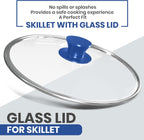 Utopia Kitchen Saute Frying Pan 12 Inch, Cast Iron Chefs Pan, Pre Seasoned Cast iron Skillet With Lid, Safe Grill Cookware for Indoor & Outdoor Use, Blue