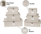 Covermates Keepsakes Dish Storage Box - Stackable, Reinforced Handles, China Storage, Beige Heather
