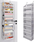ULG Over The Door Organizer with 6 Large Pockets 12 Side Pockets, 50lbs Weight Capacity Door Hanging Organizer for Bedroom, Bathroom, Pantry, Nursery Storage, Gray