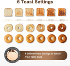 Mecity 4 Slice Toaster, Long Slot Toaster With Warming Rack, Bagel/Defrost/Reheat Functions,Warming Rack, Crumb Tray, 6 Browning Settings, Extra Wide Long Slots, Stainless Steel, 1300W,Grey