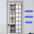 KEEPJOY Over the Door Shoe Organizer, Hanging Shoe Organizer with 4 Hooks, Shoe Holder with 14 Mesh Pockets Closet Door Shoe Storage Bag (White-2Pack)