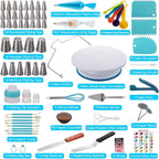 207 Pcs Cake Decorating supplies Kit for Beginners Cake Turntable-100+ Piping Bags-Russian Piping Tips-Icing Spatula Cake Decorating Tools
