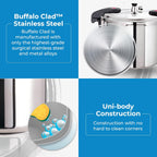 Buffalo 12 Quart Pressure Cooker Stainless Steel - Large Canning Pot with Lid for Home, Commercial Use - Easy to Clean Induction Stove Top Pressure Canner, Can Cooker - SG Certificate QCP412