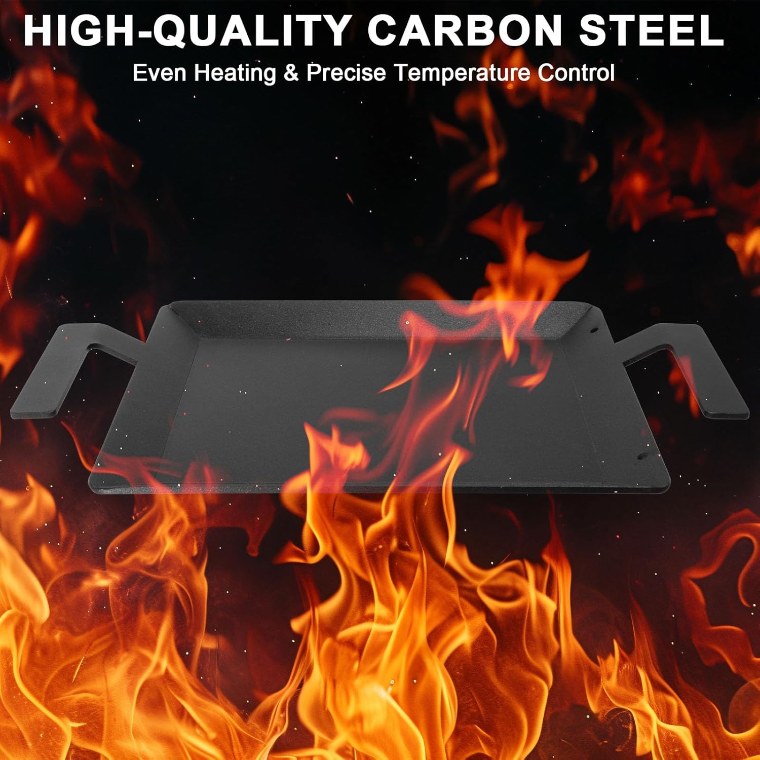 Carbon Steel Griddle - Professional Cookware Griddle Pan for Induction, Stove Top, Gas Grill, Cooktop, Electric and more, 17" x 10" NonStick Flat Top Griddle Plate Skillet, Indoor/Outdoor Use