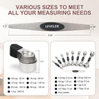 16-Piece Stainless Steel Measuring Cups and Spoons Set, Strong Magnetic Nesting Design 7 Cups 8 Spoons with Leveler, Double Measurement Markings for Dry & Liquid Ingredients, Black