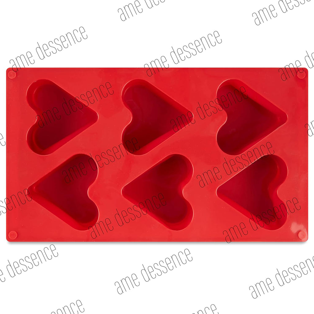 AME D'ESSENCE Heart Shaped Silicone Baking Mold - Non-Stick, Flexible, 6-Cup Capacity (4.4 oz), Reusable and Food-Grade - Perfect for Cakes, Muffins, Mousse, and More!