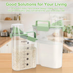 Rice Storage Container, Cereal Containers Storage, Dry Food Airtight Dispenser BPA Free, Clear Plastic Kitchen and Pantry Organization Bin (1, Avocado Green, 5.28Qt)