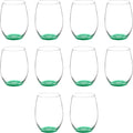 DISCOUNT PROMOS 10 ARC Stemless Wine Glasses Set, 21 oz. - Chardonnay, Cabernet, Merlot, Sauvignon - Green