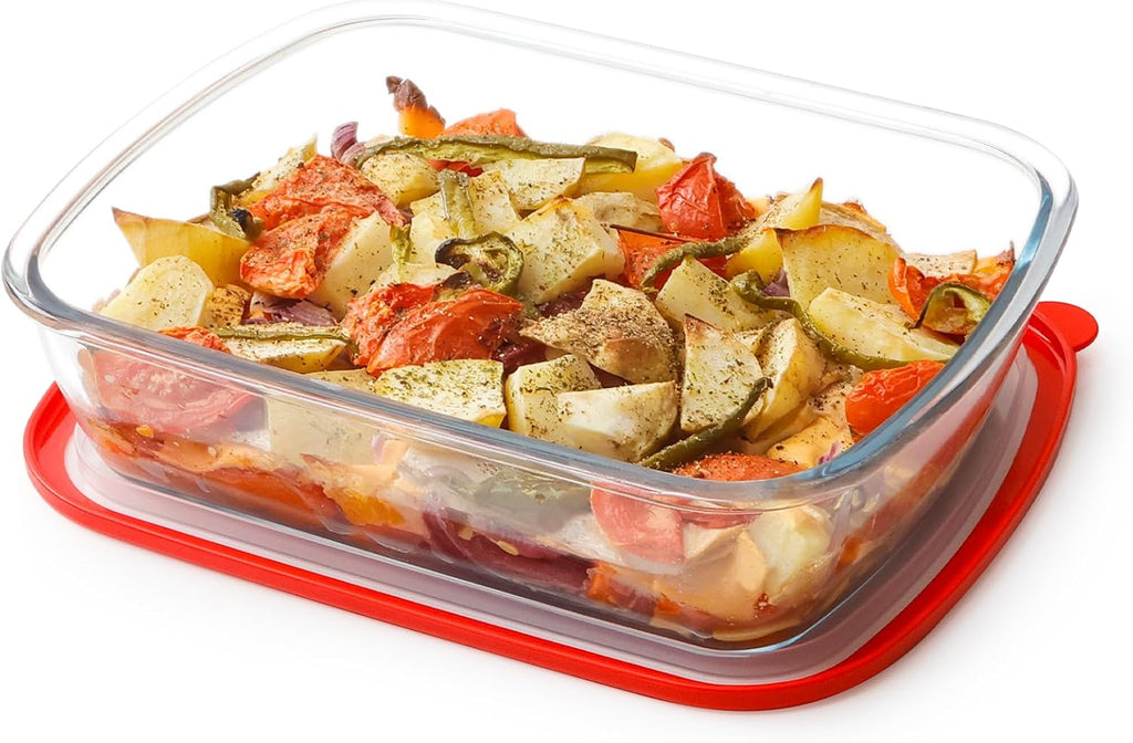 NUTRIUPS 9x11-Inch, 3 QT Rectangle Glass Baking Dish with Lid, Deep Glass Pan for Cooking, Oven Dishwasher and Microwave Safe