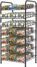 Vrisa Can Organizer for Pantry 7-tier Can Dispenser Rack Holde up to 84 Cans Multifunctional Can Holder for Canned Food Storage Kitchen Cabinet or Pantry Shelf Rustic Brown