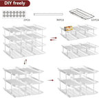 Can Organizer for Pantry, 3 Sets 4 Tiers Can Storage Organizer Pantry,Soda Can Organizer for Fridge 48 Cans Rack Automatic Rolling Stackable Canned Food Organizer,Clear