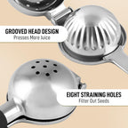 Zulay Lemon Squeezer Stainless Steel with Premium Heavy Duty Solid Metal Squeezer Bowl (Black Grip, Large)