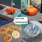 Ahyuan Roll up Dish Drying Rack Over The Sink Kitchen Roll up Sink Drying Rack Portable Dish Drainer Foldable Dish Drying Rack (Warm Gray, 20.5''X19.7'')