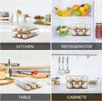 Egg Holder for Fridge,Automatically Rolling Egg Storage Container for Refrigerator,Egg Organizer for Fridge with Lid,Clear Plastic Dispenser, Tray & Box -3 Layer
