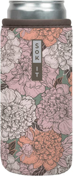 Sok It CanSok Sleeve for Beer & Soda Insulated Neoprene Cover (Carnations, 12oz Slim Can Sleeve)