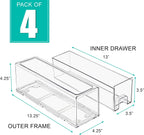 Sorbus Small Clear Storage Drawers (4 Pack) – Acrylic Stackable Storage Bins with Pull-Out Drawers for Fridge, Kitchen, Pantry – Organizer Bins with Handles