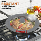 Walfos Universal Lid for 10.5", 11.5" and 12" Diameter Cookware, Fits Pots, Pans and Skillets - Walfos Tempered Glass Pan Lid with Heat Resistant Silicone Rim, BPA Free Pot Lids, Dishwasher-Safe, Gray