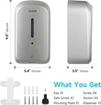 AIKE 33.8oz Automatic Wall Mount Liquid Soap Dispenser with Commercial ABS Construction, Model AK1226S(Silver)
