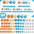108 Pcs Balls Cake Topper DIY Cupcake Insert Foam Balloons for Cake Baking Wedding Anniversary Birthday Decoration(Fresh Colors,Multi Sizes)