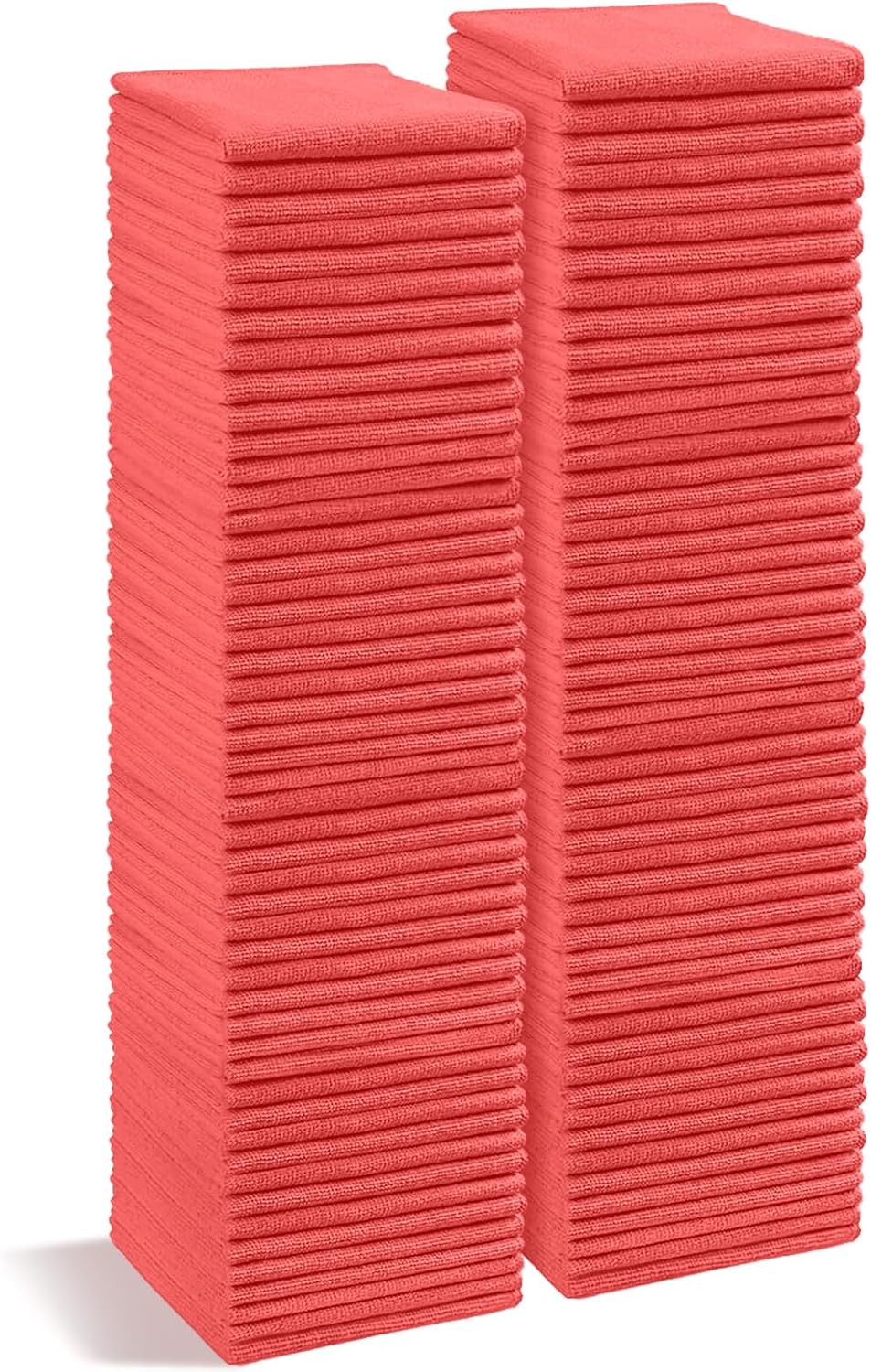 HOMEXCEL Red Microfiber Cleaning Cloth, 100 Pack Cleaning Towels for Kitchen, Lint Free, Scratch-Free, Highly Absorbent, and Reusable Cleaning Rags for House, Window and Glass, Cars, 11.5 X11.5 inch